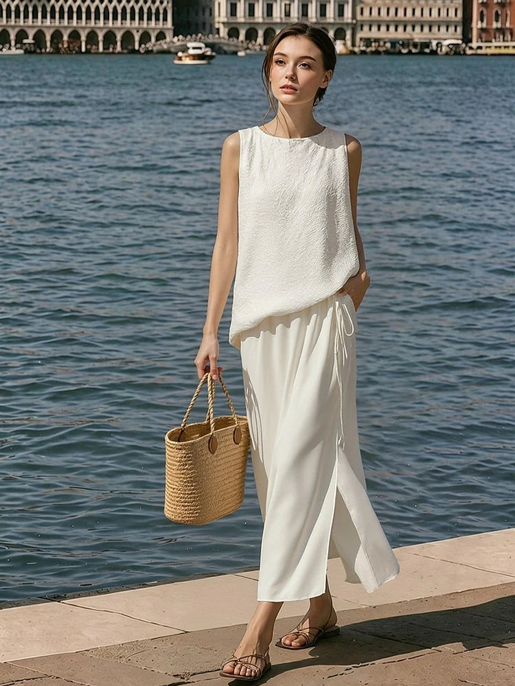 Amii Women's Dress 2026 Summer New Acetate Tie Loose Long Dresses For Women Casual Chiffon Patchwork Women's Clothing 12642163