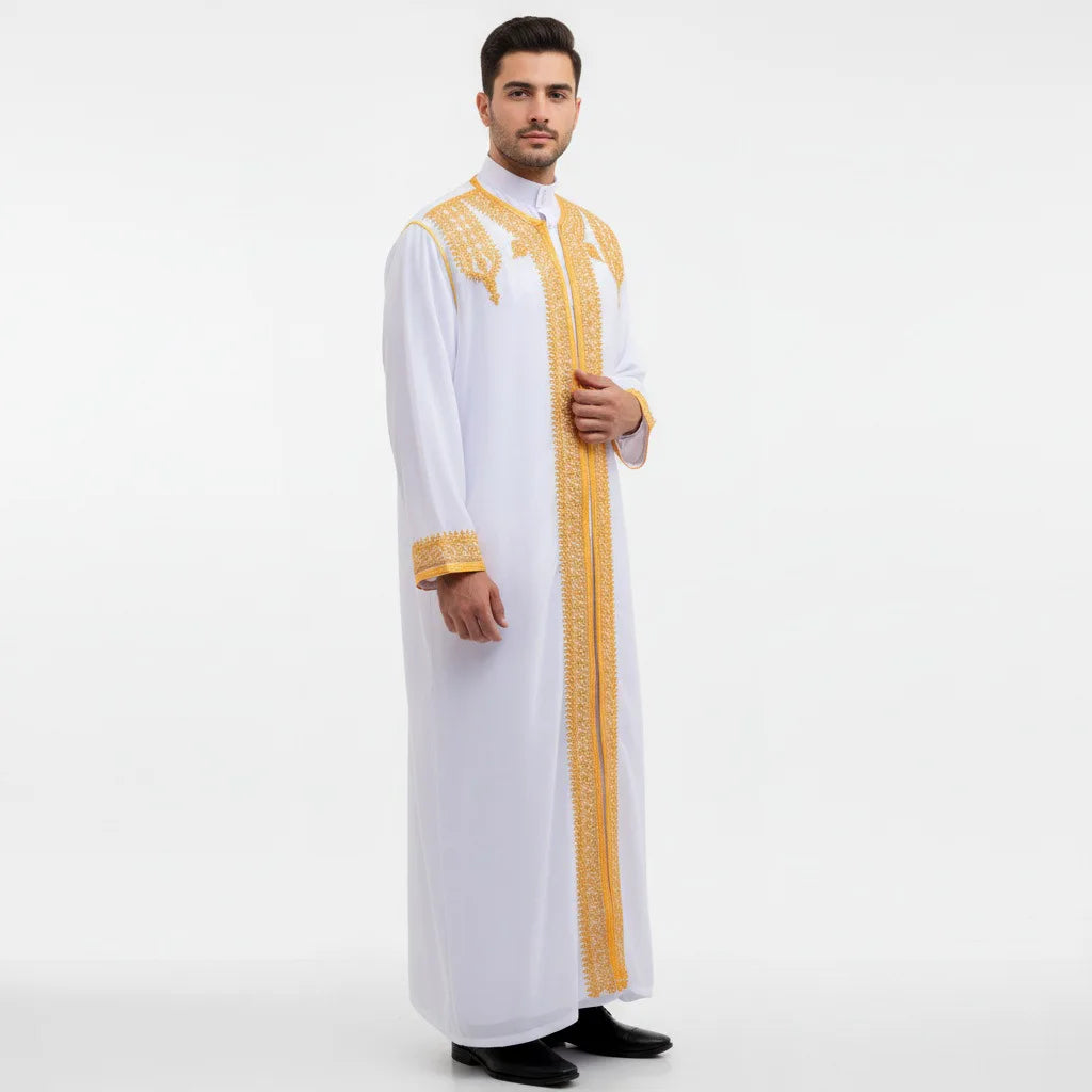 Eid Ramadan Islamic Clothing Men Kaftan Moroccan Kebaya Open Muslim Kimono Turkey Abaya East National Costume For Prayer Clothes