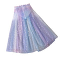 Girl Princess Cloak Children Sequin Mesh Hooded Cape Elsa Rapunzel Costume Halloween Birthday Party Clothing