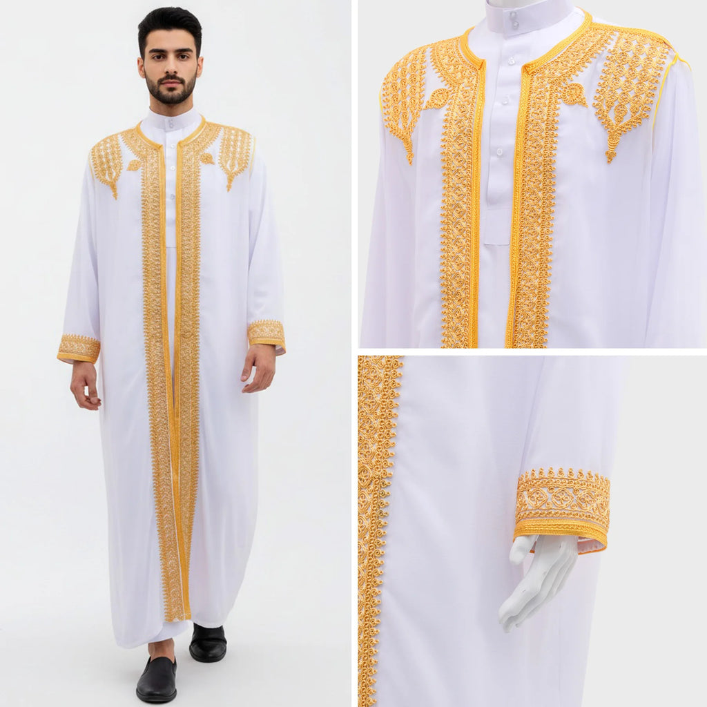 Eid Ramadan Islamic Clothing Men Kaftan Moroccan Kebaya Open Muslim Kimono Turkey Abaya East National Costume For Prayer Clothes