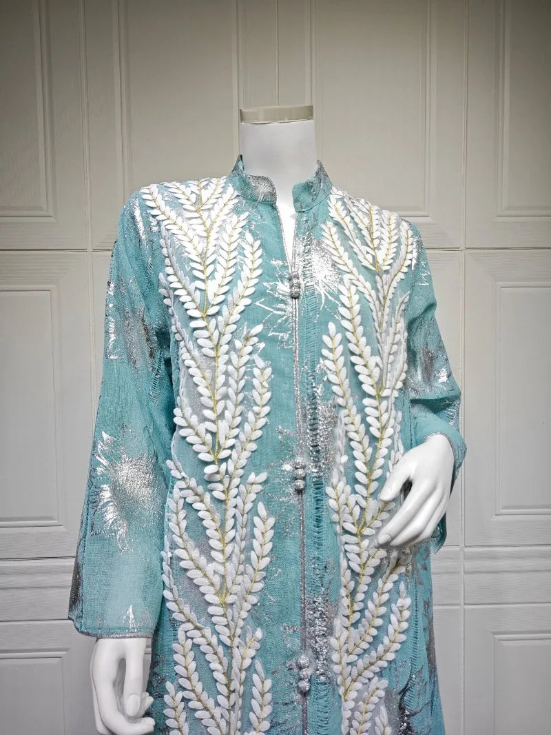 Luxury Embroidery Dubai Abaya Dress for Muslim Women Elegant Eid Islamic Party Jalabiya Clothing New Turkey Moroccan Kaftan Robe