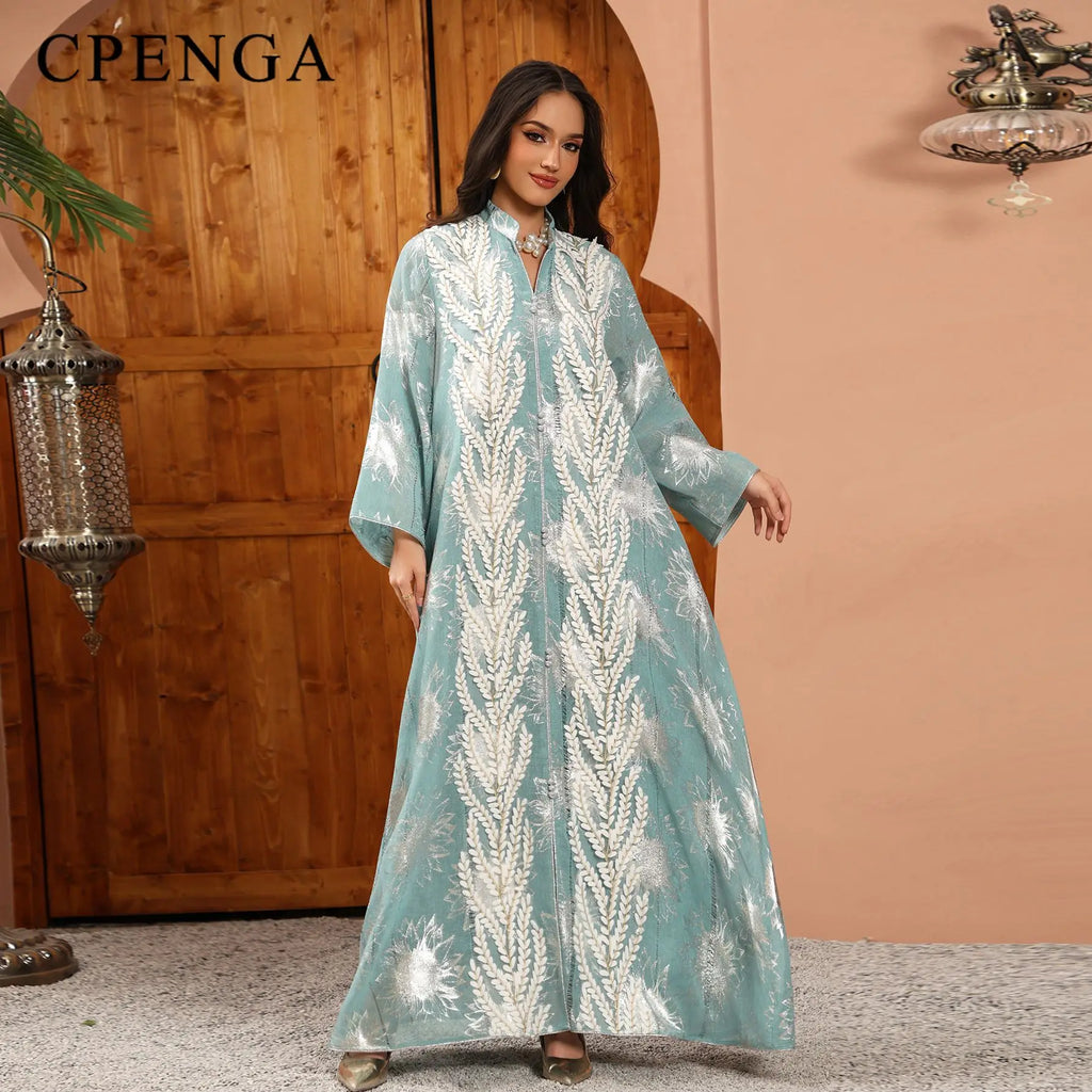 Luxury Embroidery Dubai Abaya Dress for Muslim Women Elegant Eid Islamic Party Jalabiya Clothing New Turkey Moroccan Kaftan Robe