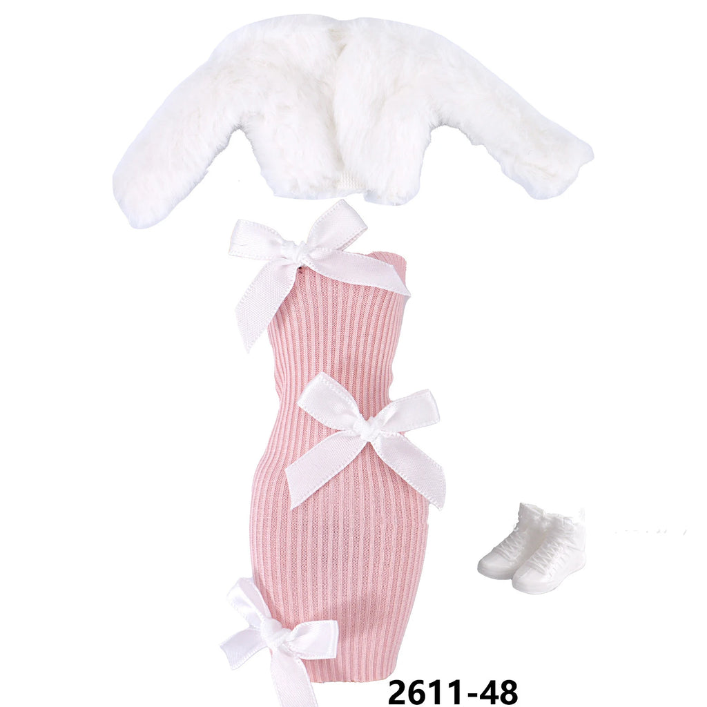 New 30cm Doll Clothes DIY Accessorie Toy Fashion Elegant Plush Jacket Girl Coat Luxury Dress Suit For 1/6 BJD FR Supermodel Doll