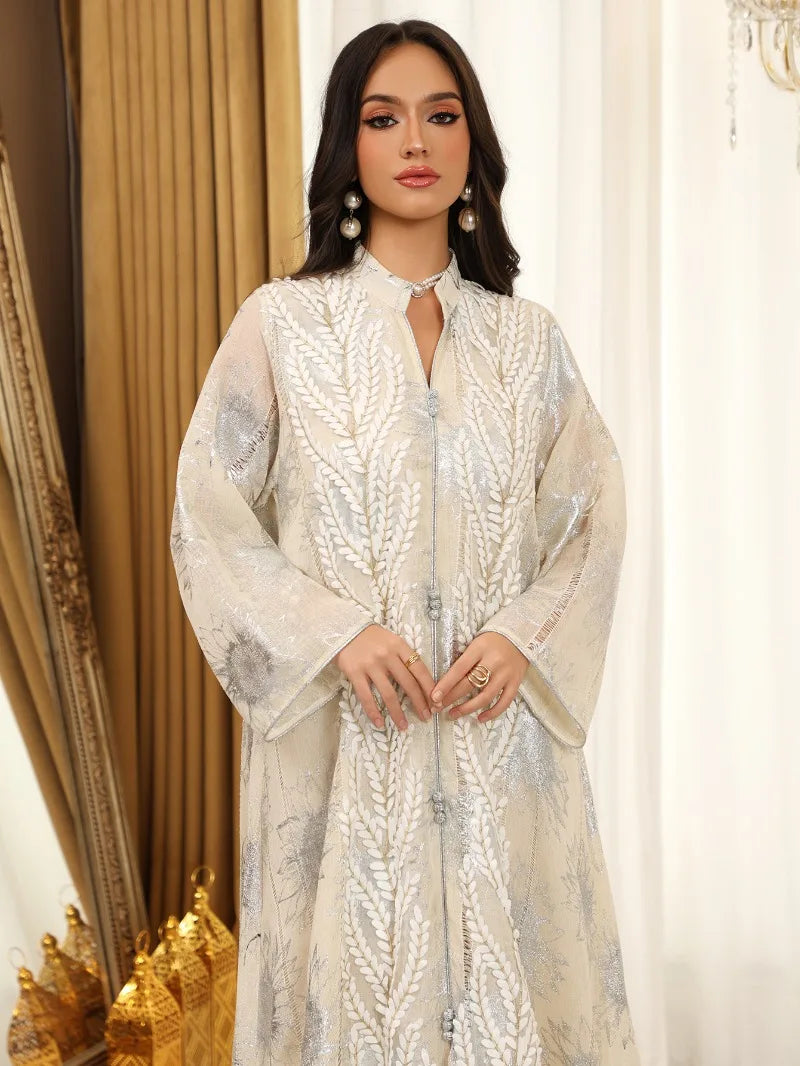 Luxury Embroidery Dubai Abaya Dress for Muslim Women Elegant Eid Islamic Party Jalabiya Clothing New Turkey Moroccan Kaftan Robe