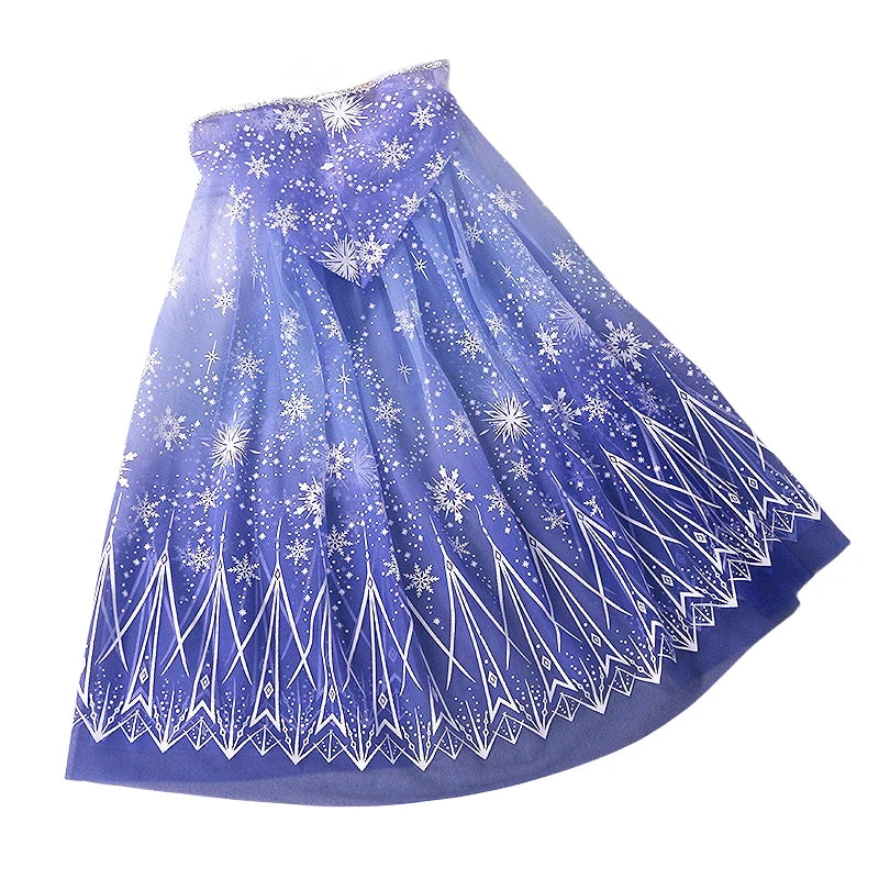 Girl Princess Cloak Children Sequin Mesh Hooded Cape Elsa Rapunzel Costume Halloween Birthday Party Clothing