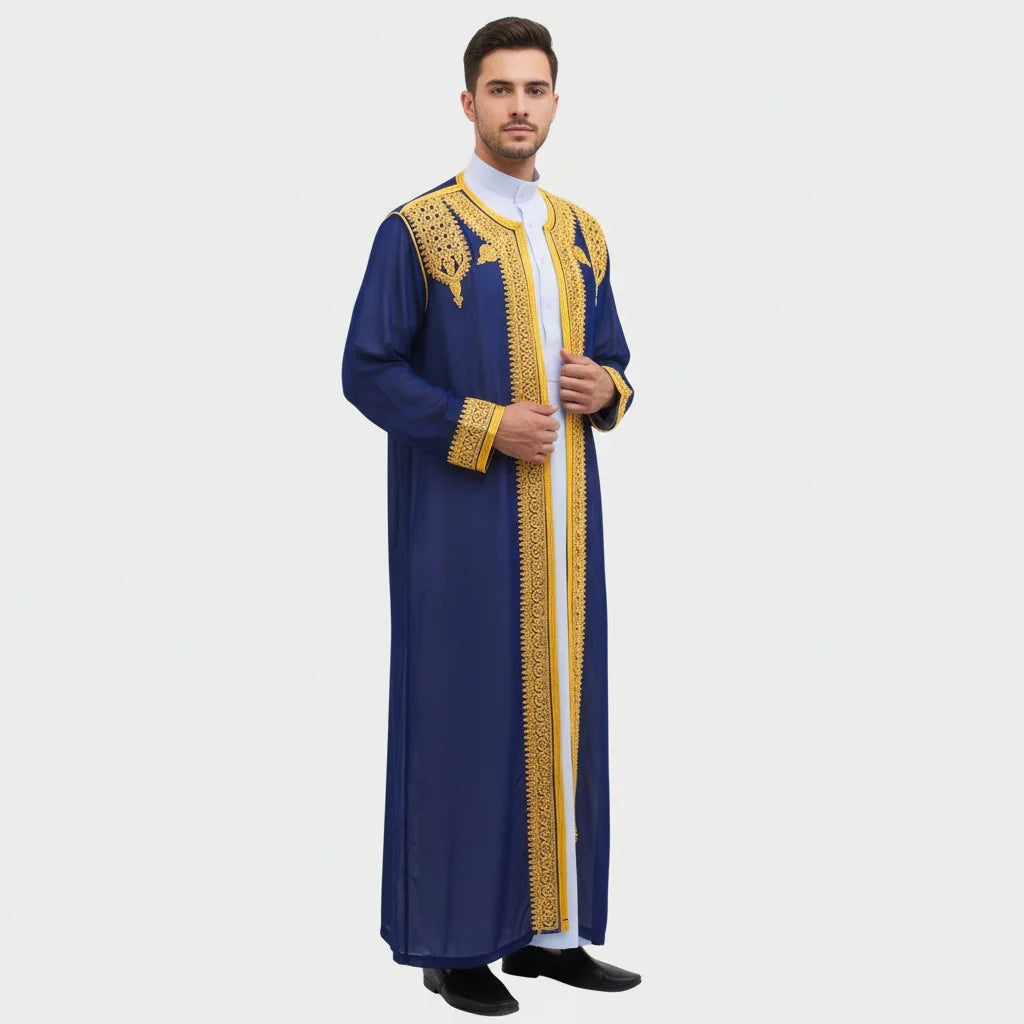 Eid Ramadan Islamic Clothing Men Kaftan Moroccan Kebaya Open Muslim Kimono Turkey Abaya East National Costume For Prayer Clothes