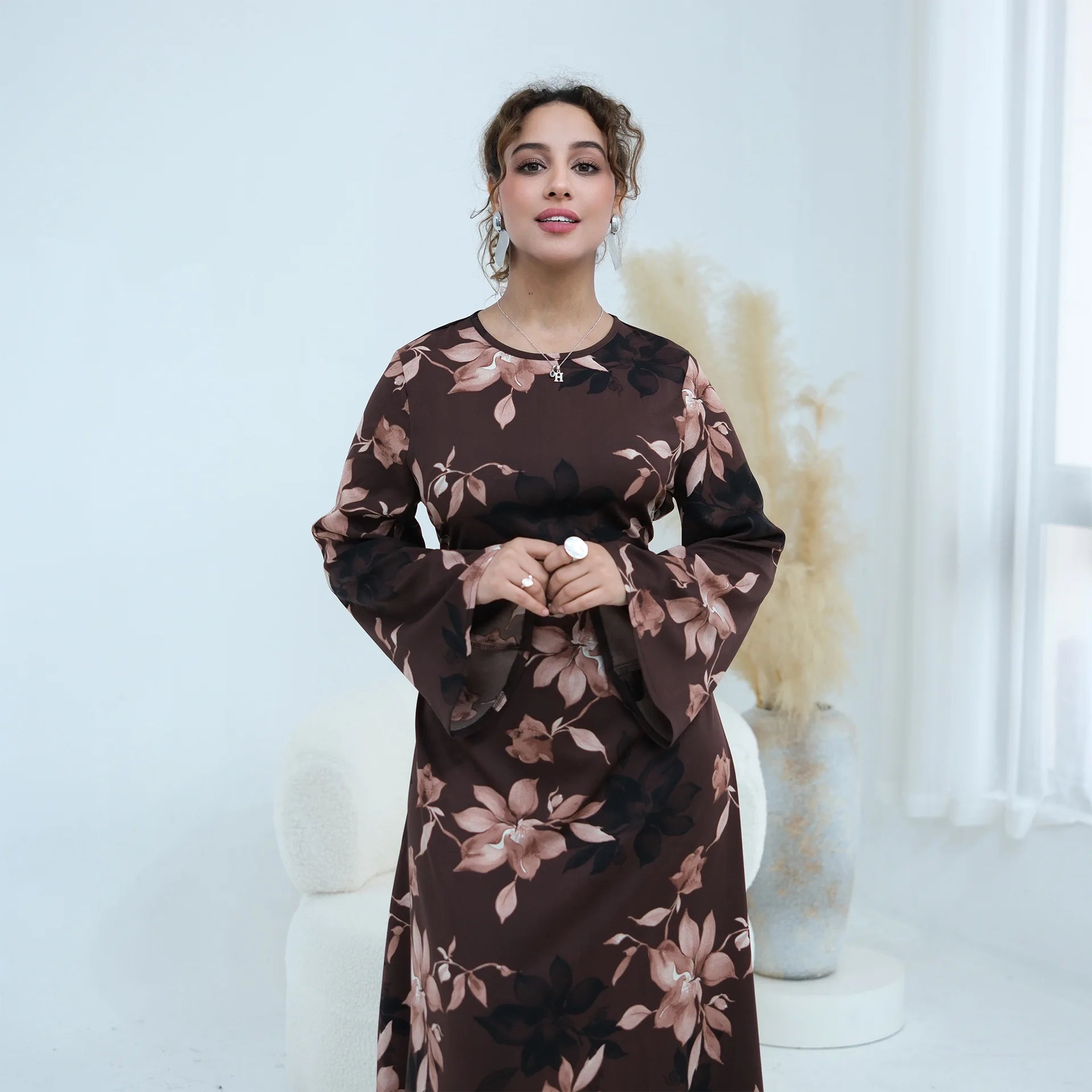 Zahraa Abaya 2026 Women's Dresses Islamic Clothing Printed Floral Abaya Modest Dresses Closed Abaya Women Muslim Dress Summer