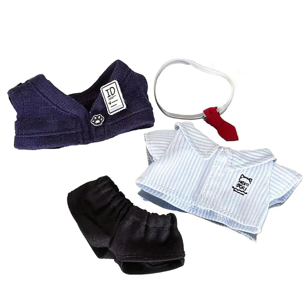 No Attributes Clothes Uniform 10cm Cotton Clothes Shirt Pants Clothes Outfit Lovely T-shirt Dress Up Set Accessories
