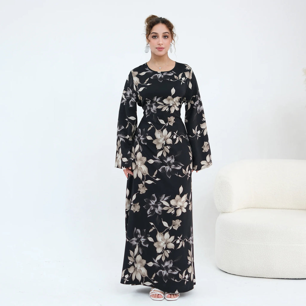 Zahraa Abaya 2026 Women's Dresses Islamic Clothing Printed Floral Abaya Modest Dresses Closed Abaya Women Muslim Dress Summer