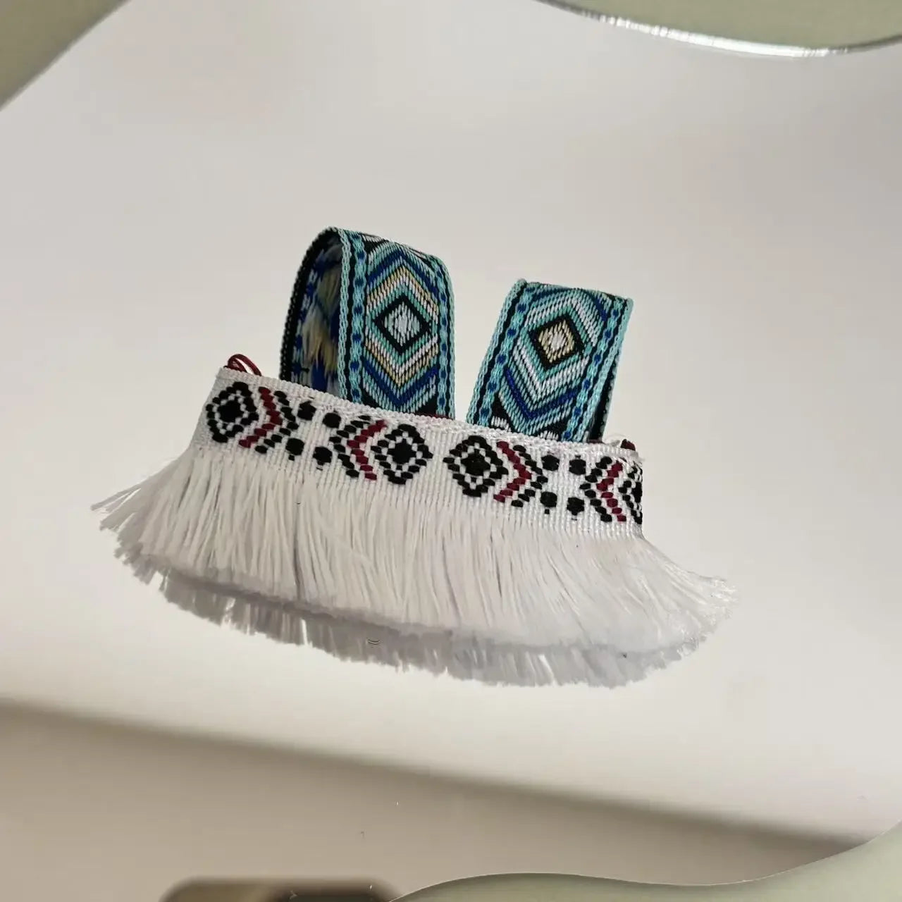 For Labubu Clothes Doll Accessories Zhuang Ethnic Clothing Headwear for Labubu V2 V1 Doll Clothing Cute Striped Cosplay Dress