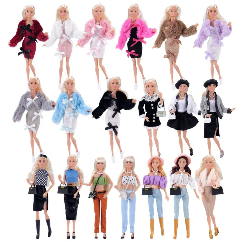 New 30cm Doll Clothes DIY Accessorie Toy Fashion Elegant Plush Jacket Girl Coat Luxury Dress Suit For 1/6 BJD FR Supermodel Doll