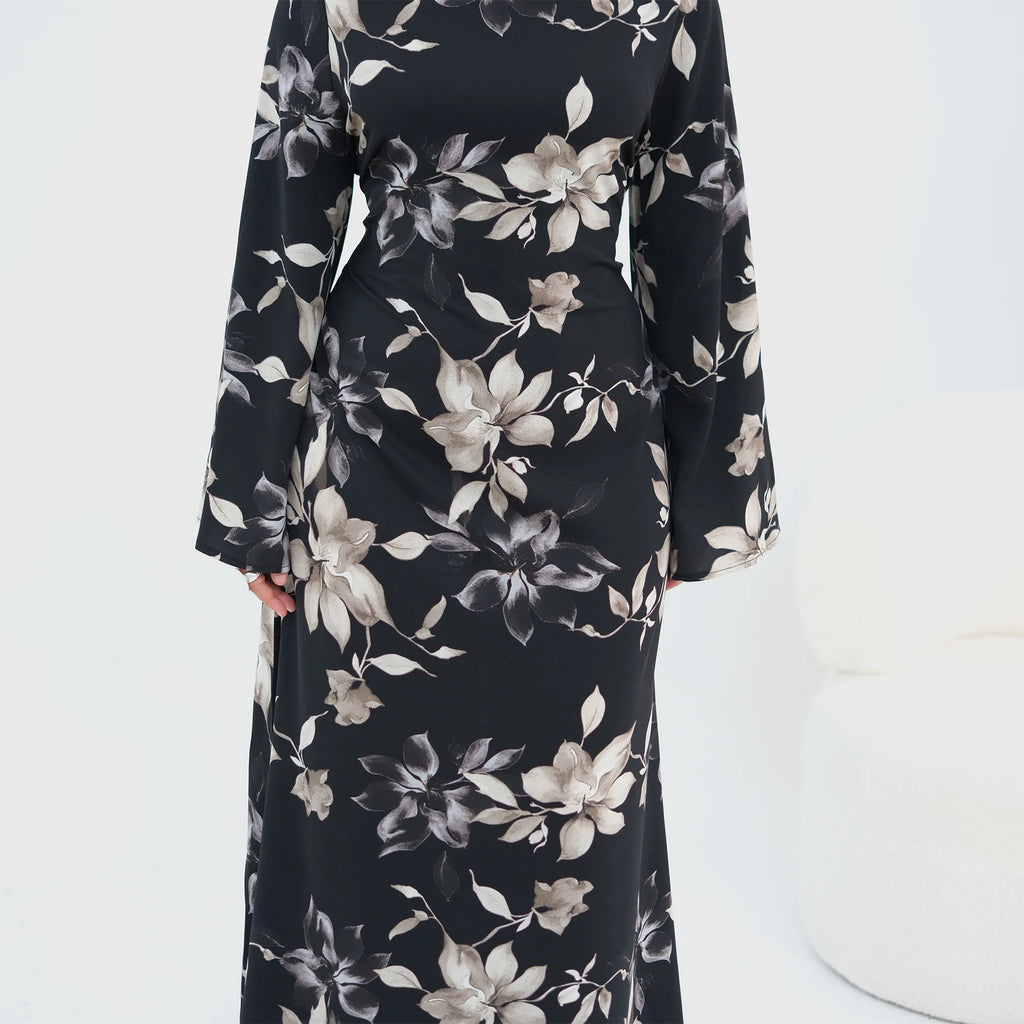 Zahraa Abaya 2026 Women's Dresses Islamic Clothing Printed Floral Abaya Modest Dresses Closed Abaya Women Muslim Dress Summer