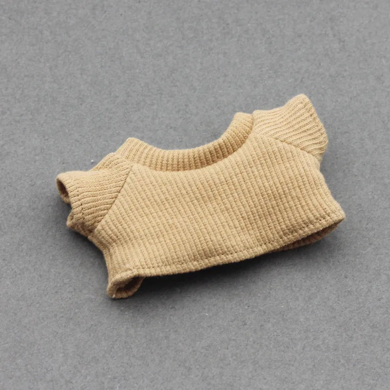 For 15-17cm Labubu Doll's Clothes Flanged Hat Pullover T-shirt Short Set Clothing Matching Canvas Shoe and Glasses  Accessories