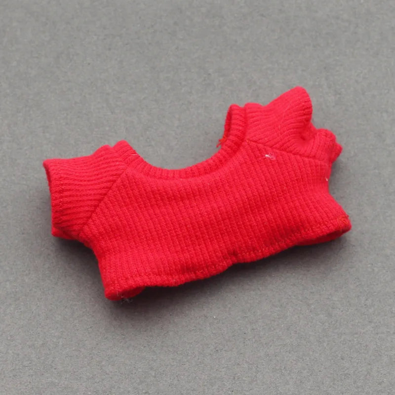 For 15-17cm Labubu Doll's Clothes Flanged Hat Pullover T-shirt Short Set Clothing Matching Canvas Shoe and Glasses  Accessories