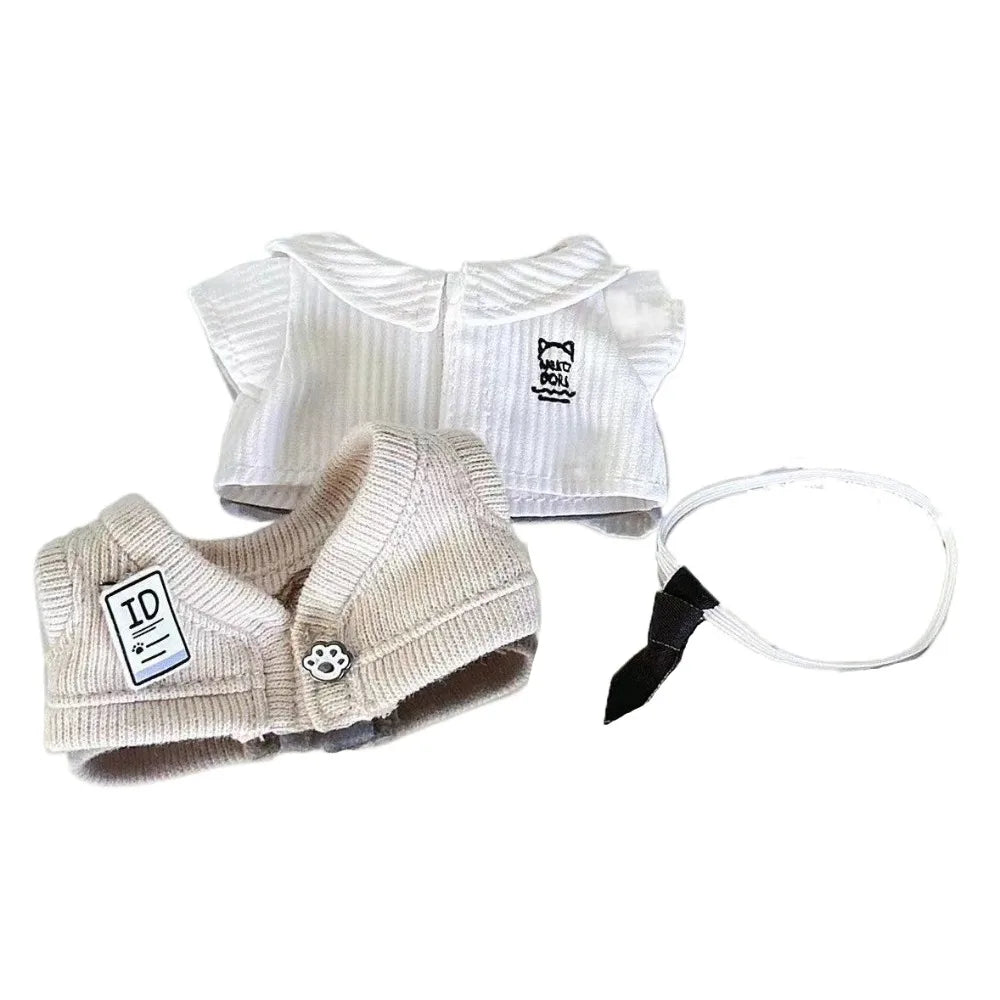 No Attributes Clothes Uniform 10cm Cotton Clothes Shirt Pants Clothes Outfit Lovely T-shirt Dress Up Set Accessories