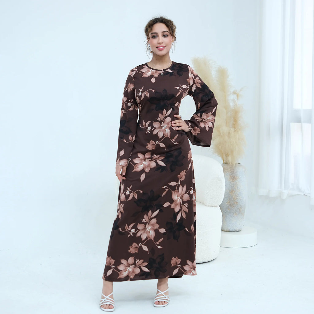 Zahraa Abaya 2026 Women's Dresses Islamic Clothing Printed Floral Abaya Modest Dresses Closed Abaya Women Muslim Dress Summer