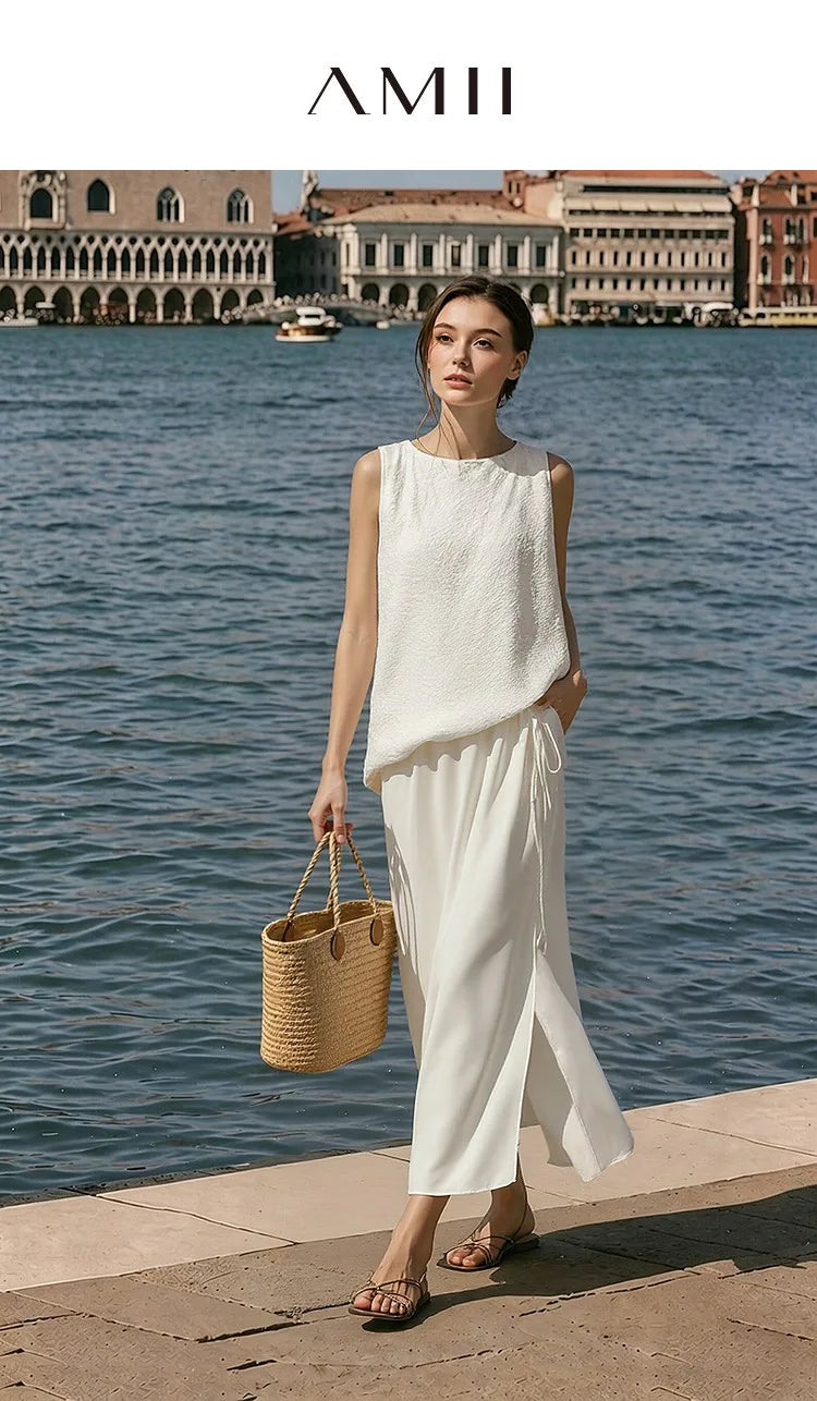 Amii Women's Dress 2026 Summer New Acetate Tie Loose Long Dresses For Women Casual Chiffon Patchwork Women's Clothing 12642163
