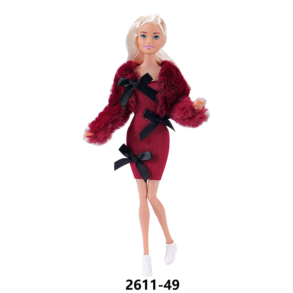 New 30cm Doll Clothes DIY Accessorie Toy Fashion Elegant Plush Jacket Girl Coat Luxury Dress Suit For 1/6 BJD FR Supermodel Doll