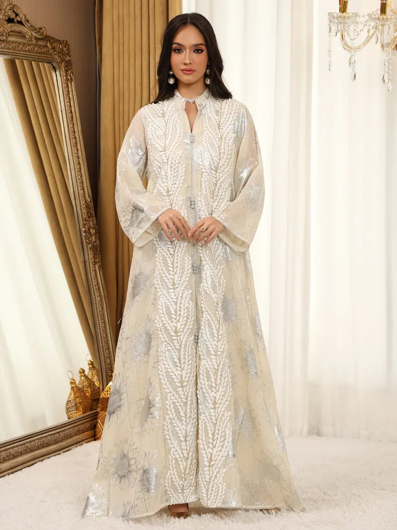 Luxury Embroidery Dubai Abaya Dress for Muslim Women Elegant Eid Islamic Party Jalabiya Clothing New Turkey Moroccan Kaftan Robe