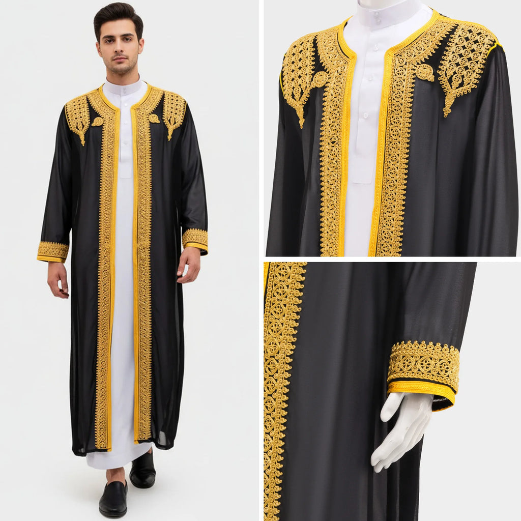 Eid Ramadan Islamic Clothing Men Kaftan Moroccan Kebaya Open Muslim Kimono Turkey Abaya East National Costume For Prayer Clothes