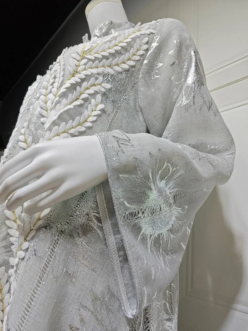 Luxury Embroidery Dubai Abaya Dress for Muslim Women Elegant Eid Islamic Party Jalabiya Clothing New Turkey Moroccan Kaftan Robe