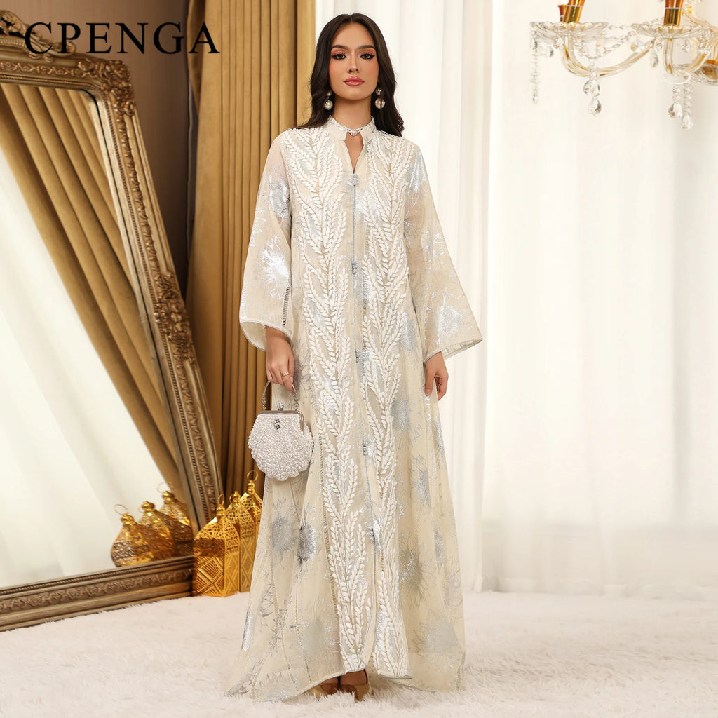 Luxury Embroidery Dubai Abaya Dress for Muslim Women Elegant Eid Islamic Party Jalabiya Clothing New Turkey Moroccan Kaftan Robe