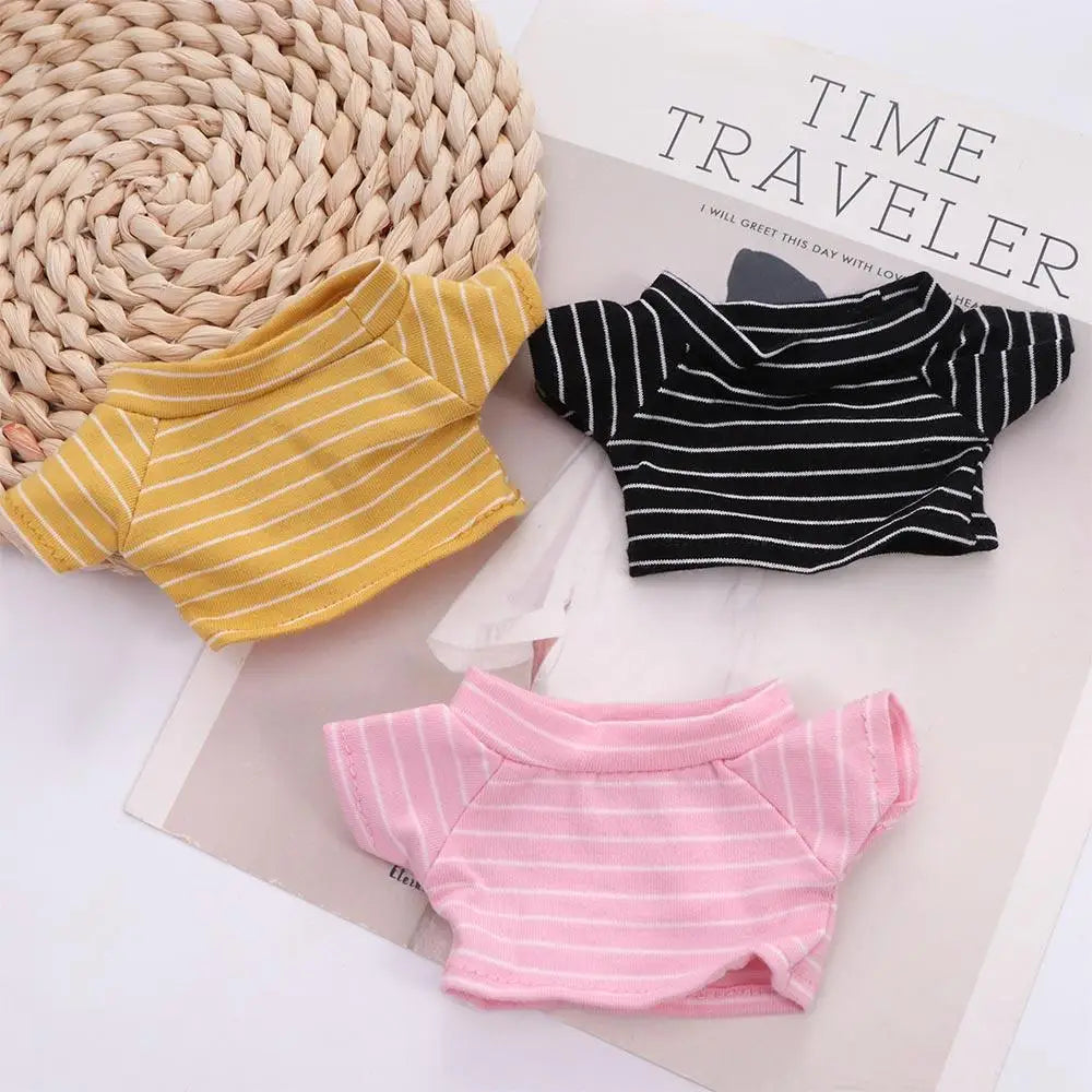 Dressing Doll Accessories Stripes Short Sleeve Black White T-shirt 20 cm Doll Clothes Doll Plush Clothing Doll Shirt Doll Pants