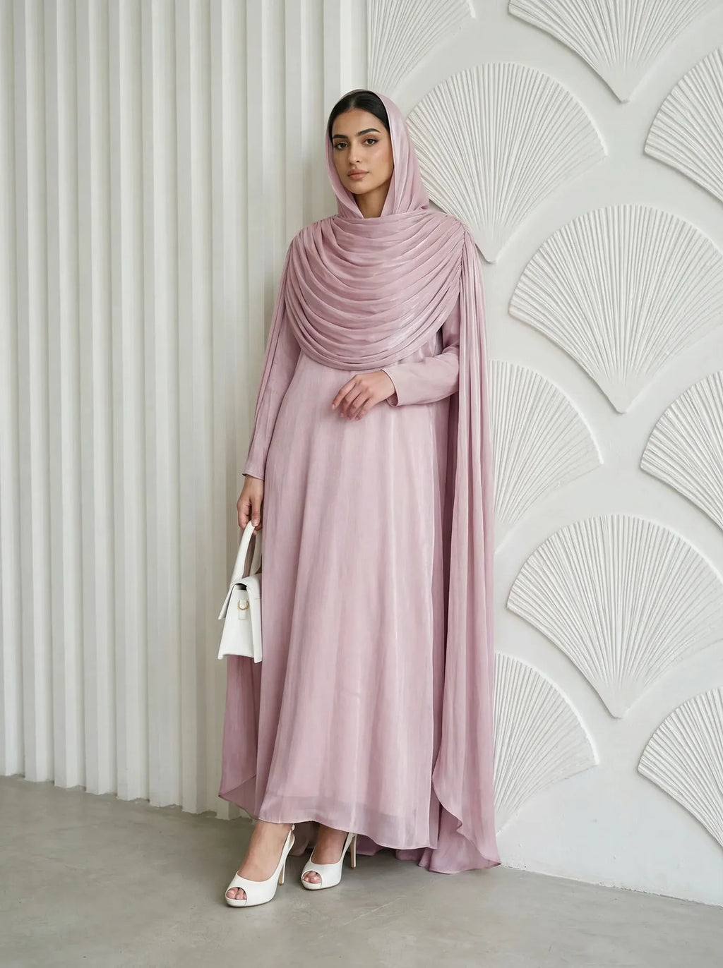Ramadan Pleated Jalabiya Dubai Abaya Cloak Cape Evening Dresses for Women Muslim Hijab Set Turkey Kaftan Djellaba Islam Clothing