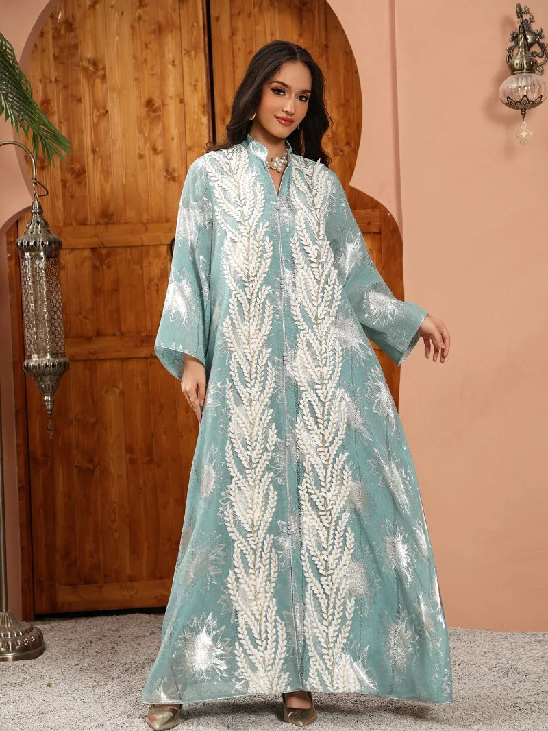 Luxury Embroidery Dubai Abaya Dress for Muslim Women Elegant Eid Islamic Party Jalabiya Clothing New Turkey Moroccan Kaftan Robe
