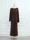 Abayas For Women Plain 2 Piece Abaya Damen Dubai Tops Pant Modest Muslim Set Islam Robe Caftan Marocain Femme Musulmane Kaftan