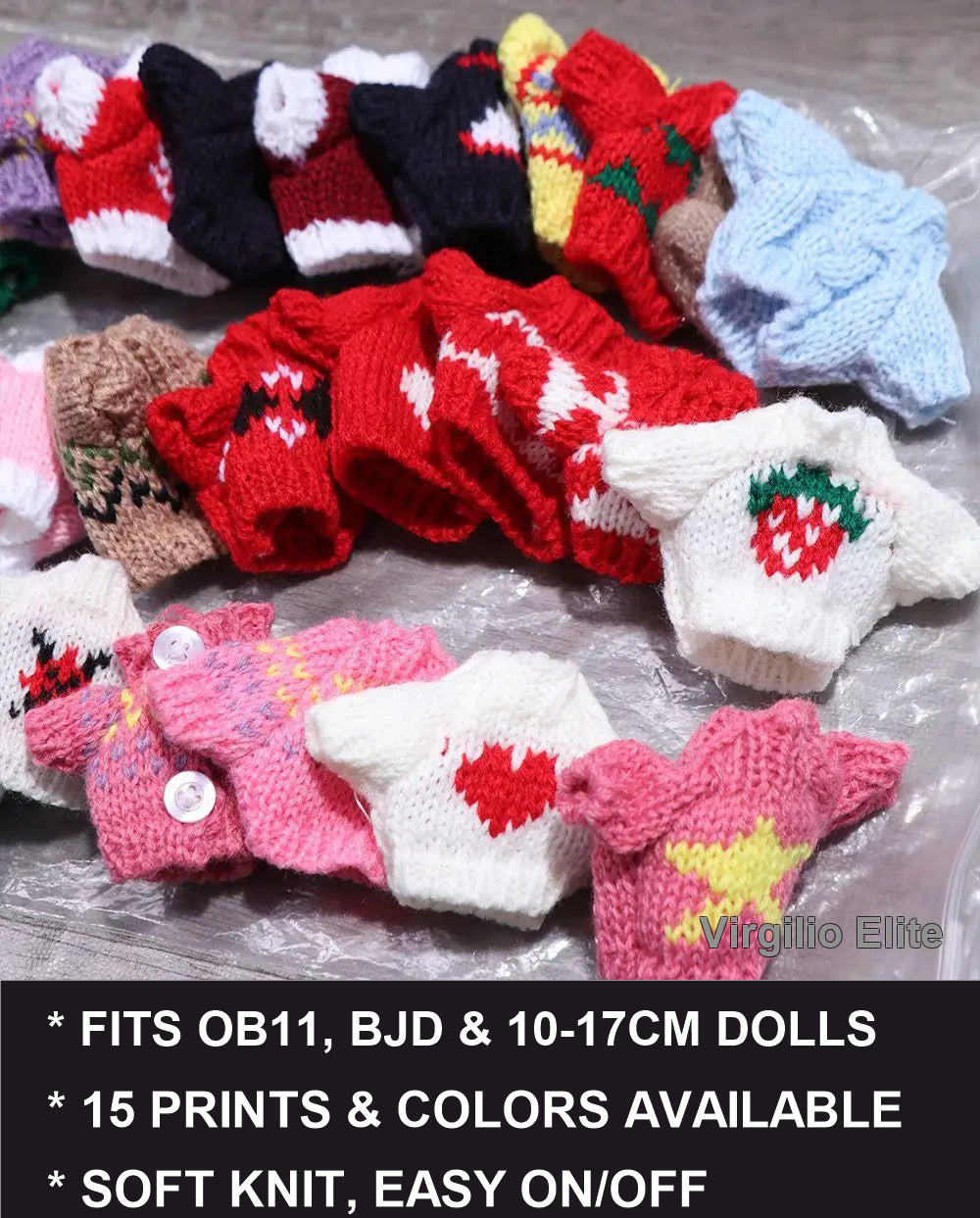 BJD Doll Sweater Ob11 - studio photo with color options